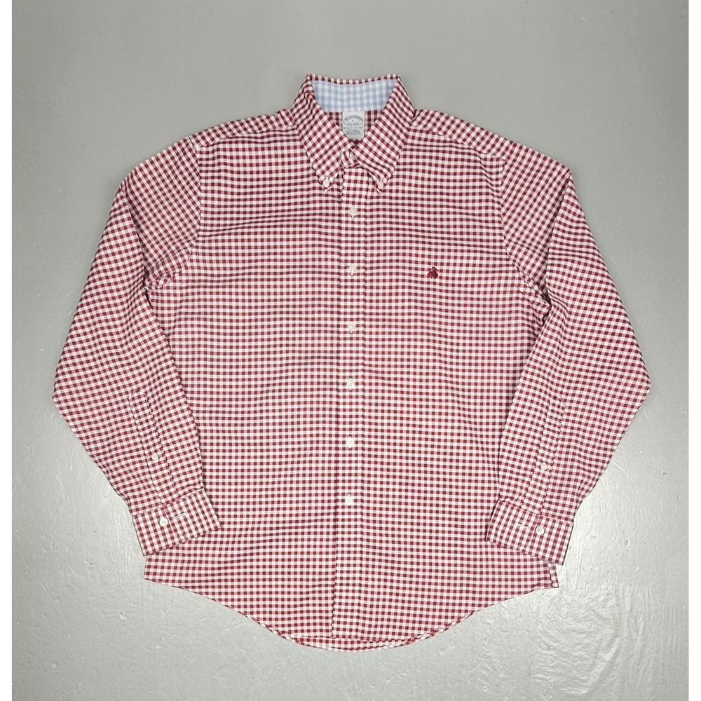 Brooks‎ Brothers 1818 Button Down Shirt Mens Large Gingham Check Two-tone Cuffs